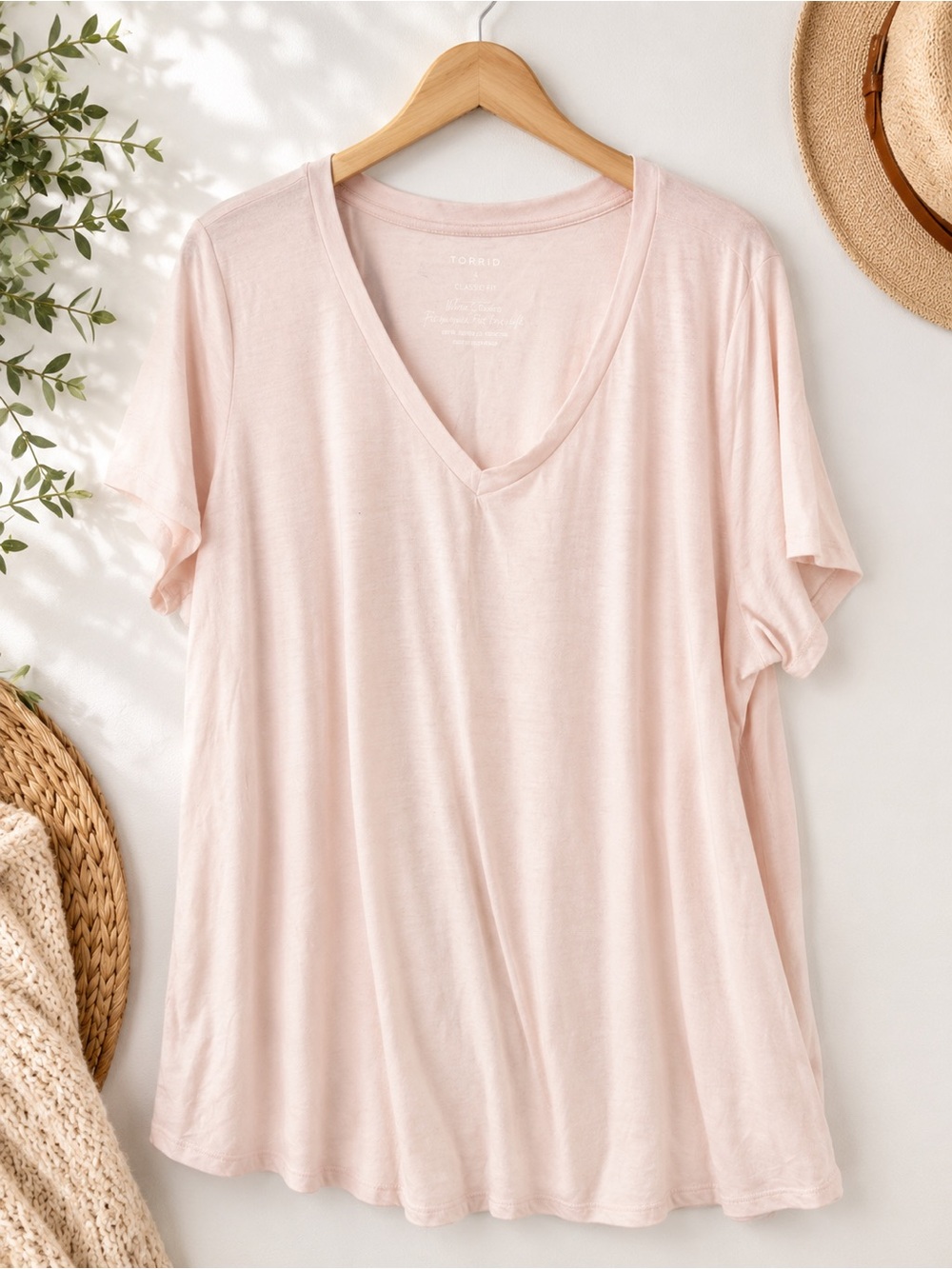 torrid Blush Pink V-Neck Short Sleeve Tee